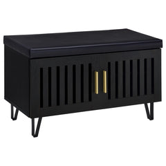 Best Furniture Outlet - Coaster - Brixton 2-door Padded Entryway Shoe Storage Bench Black - 915152