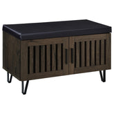 Best Furniture Outlet - Coaster - Brixton 2-door Padded Entryway Shoe Storage Bench Smoked Oak - 915153