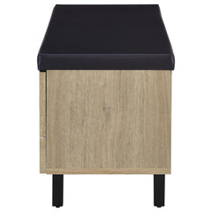 Brixton 2-door Padded Entryway Shoe Storage Bench White Oak