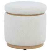Best Furniture Outlet - Coaster - Remuda Boucle Upholstered Round Storage Ottoman Ivory - 915423