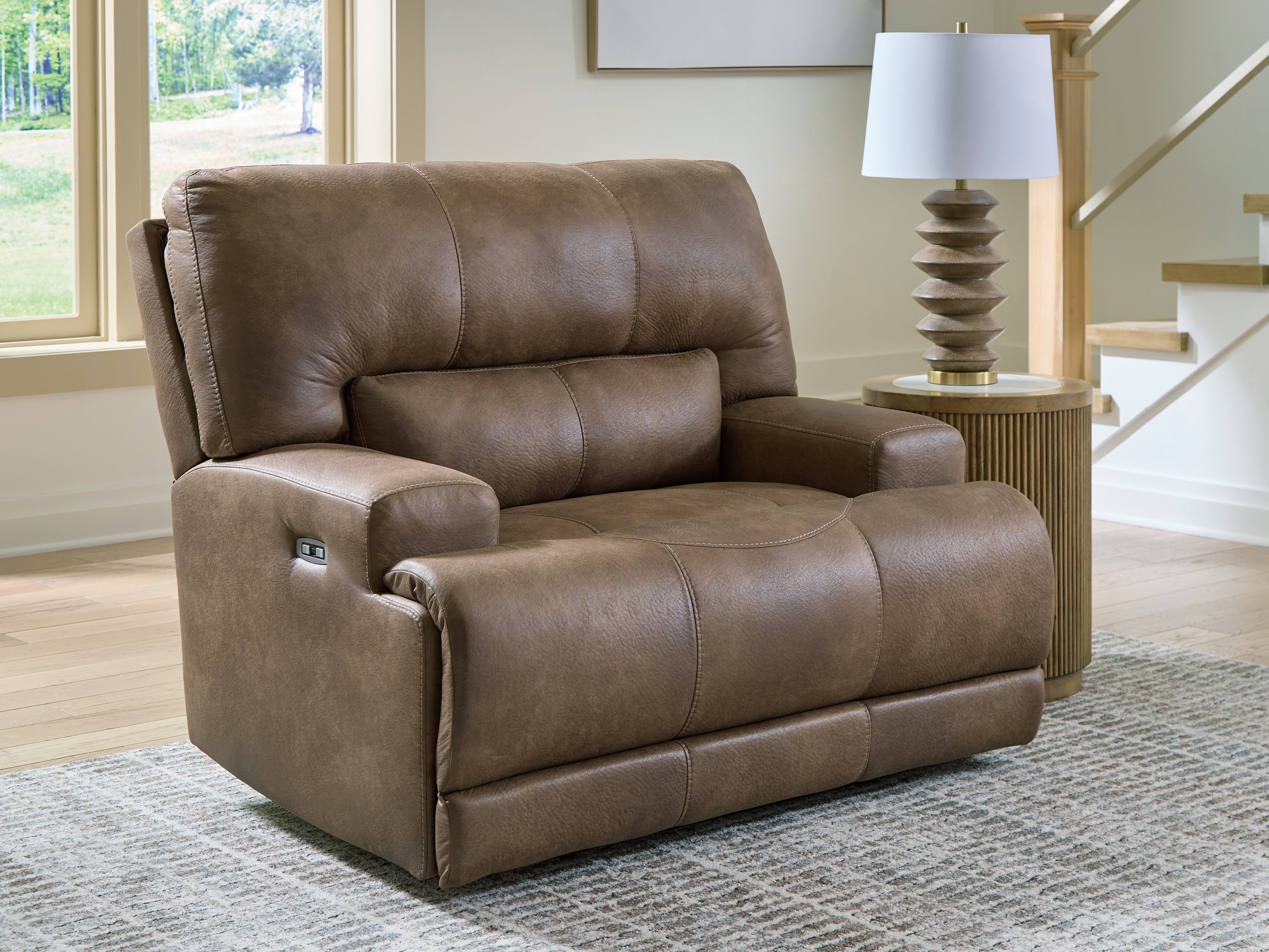 Best Furniture Outlet - Ashley Furniture - Beckley Place Living Room - PWR Recliner/ADJ Headrest / Earth - PC9180282