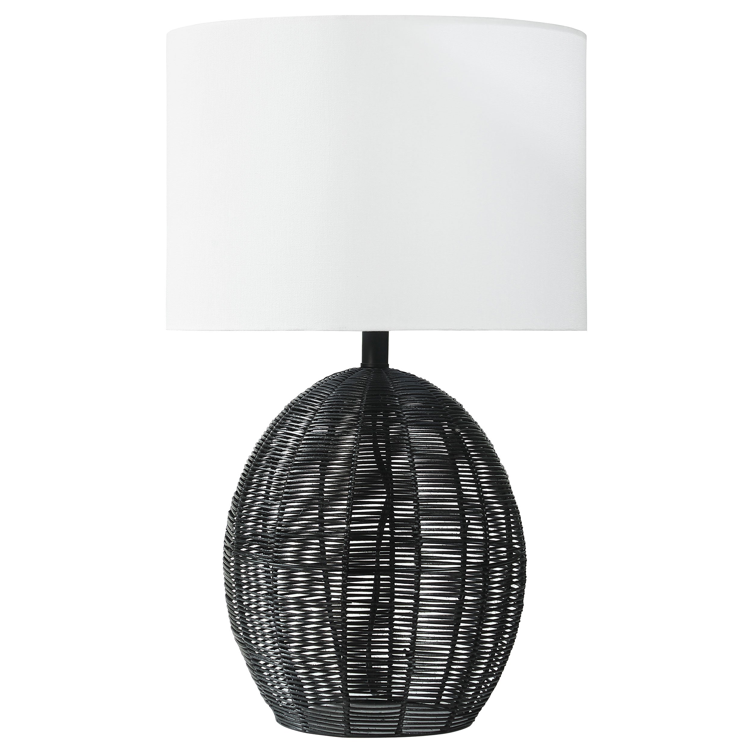 Best Furniture Outlet - Coaster - Indio Drum Shade Handwoven Rattan Table Lamp Black - 920014