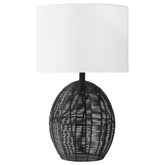 Best Furniture Outlet - Coaster - Indio Drum Shade Handwoven Rattan Table Lamp Black - 920014