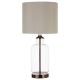 Best Furniture Outlet - Coaster - Aisha 25-inch Drum Shade Glass Table Lamp Antique Brass - 920015