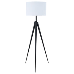 Best Furniture Outlet - Coaster - Harrington 60-inch Drum Shade Metal Tripod Floor Lamp Black - 920074