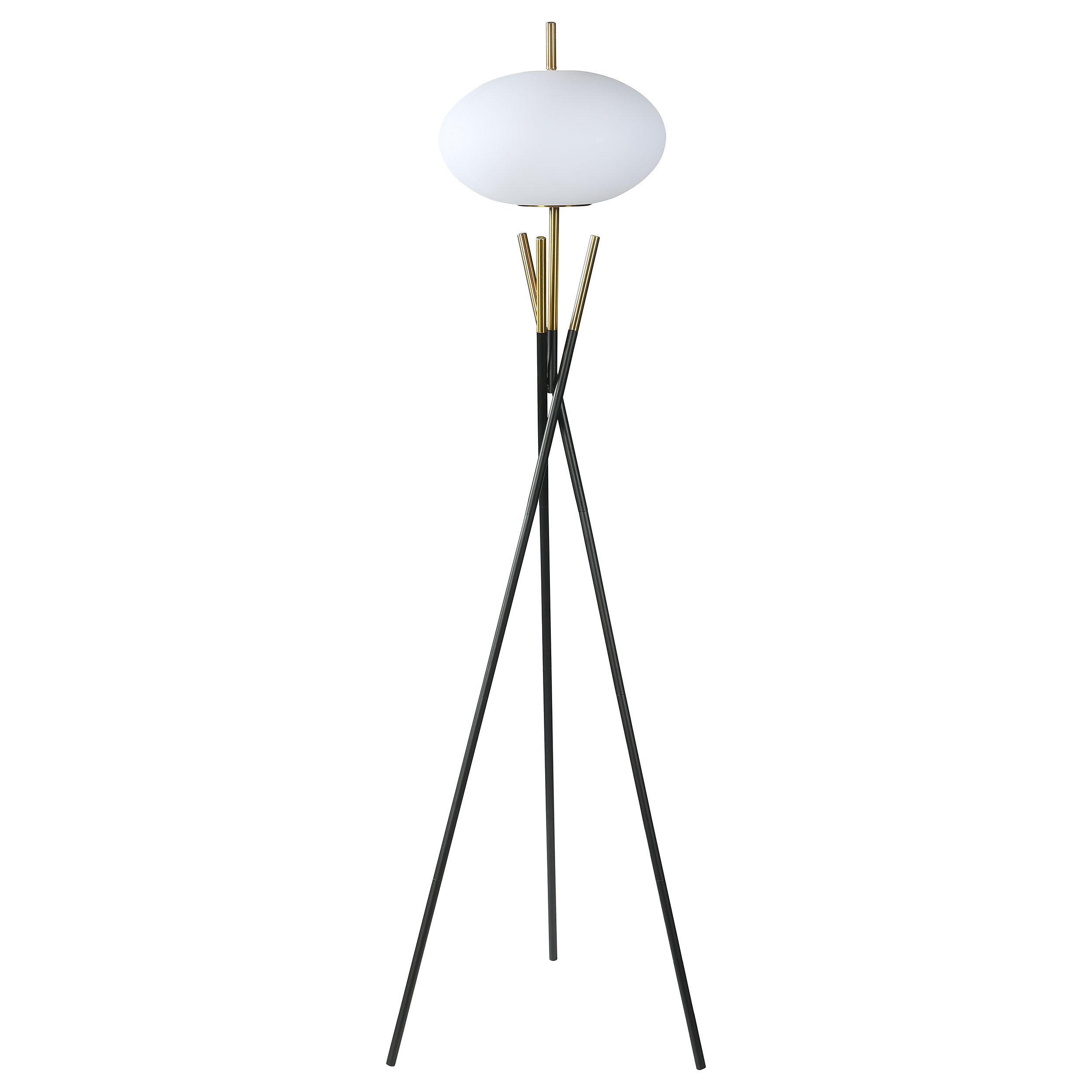 Best Furniture Outlet - Coaster - Layton White Orb Shade Tripod Floor Lamp Black - 920089