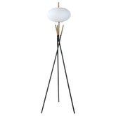 Best Furniture Outlet - Coaster - Layton White Orb Shade Tripod Floor Lamp Black - 920089