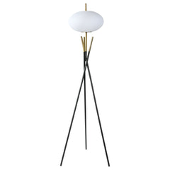 Best Furniture Outlet - Coaster - Layton White Orb Shade Tripod Floor Lamp Black - 920089
