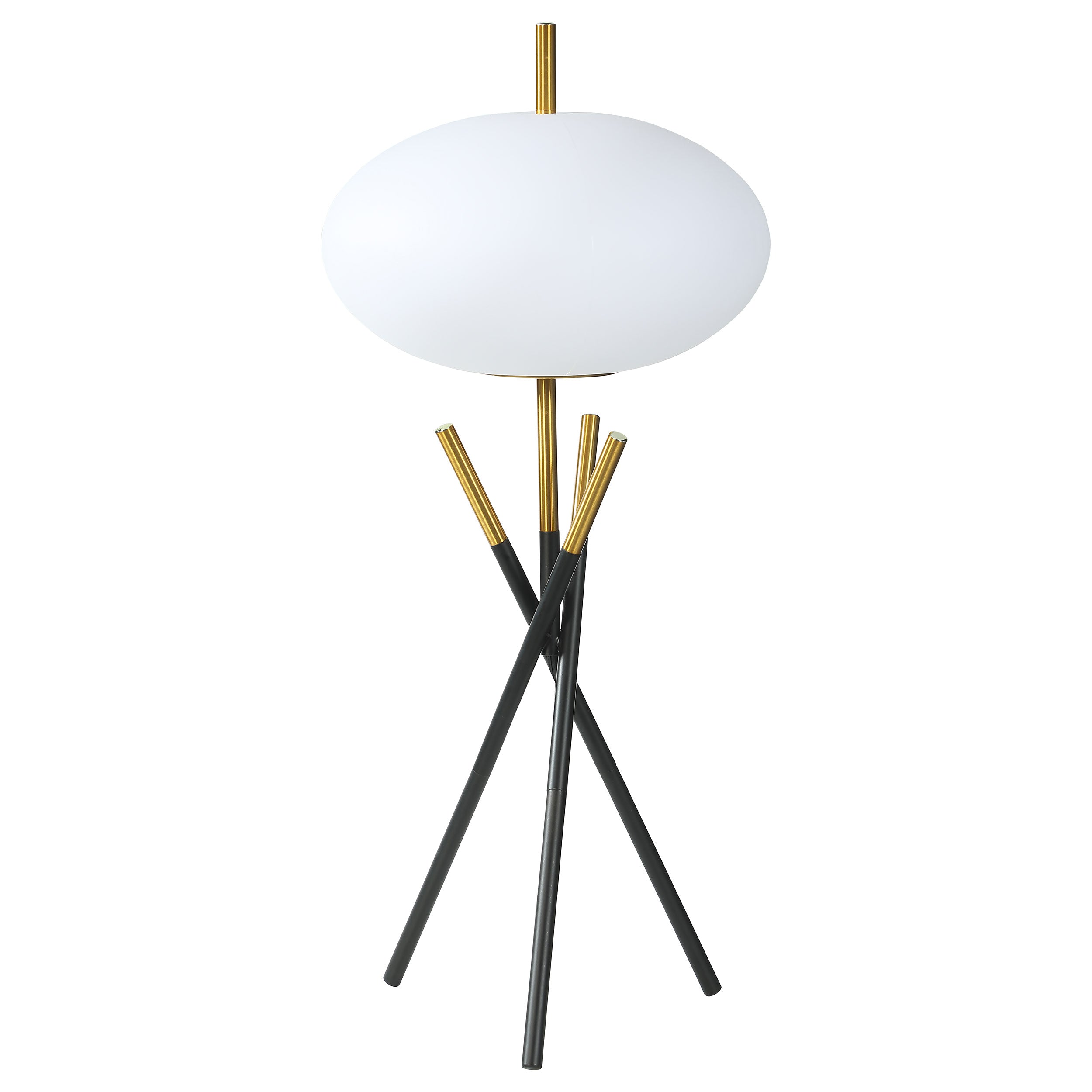 Best Furniture Outlet - Coaster - Layton White Orb Shade Tripod Table Lamp Black - 920090