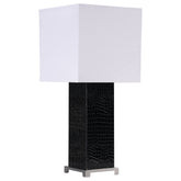 Best Furniture Outlet - Coaster - Bridle 25-inch Square Shade Faux Crocodile Table Lamp Black - 920204