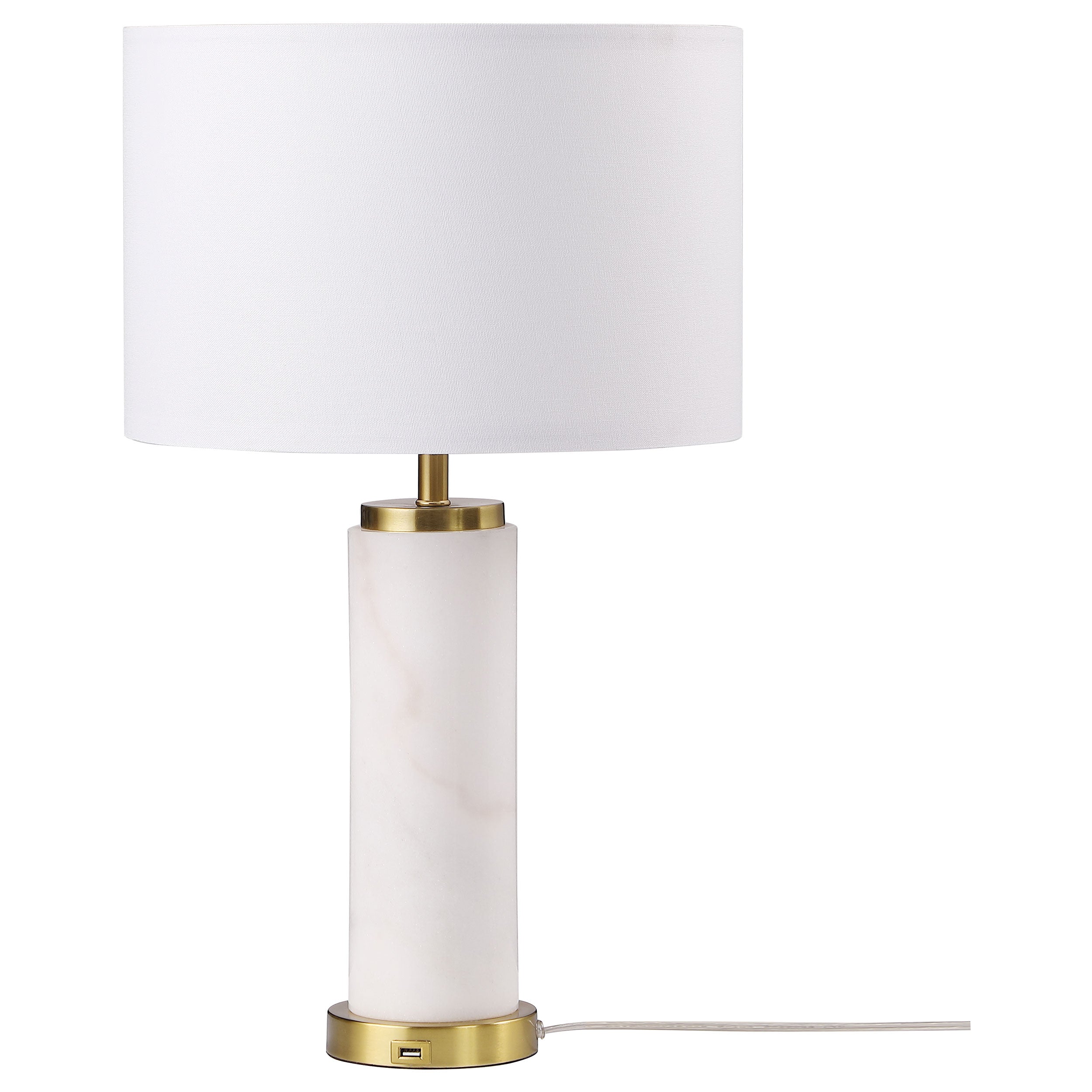 Best Furniture Outlet - Coaster - Lucius 25-inch Drum Shade Marble Body Table Lamp White - 920208