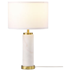 Lucius 25-inch Drum Shade Marble Body Table Lamp White