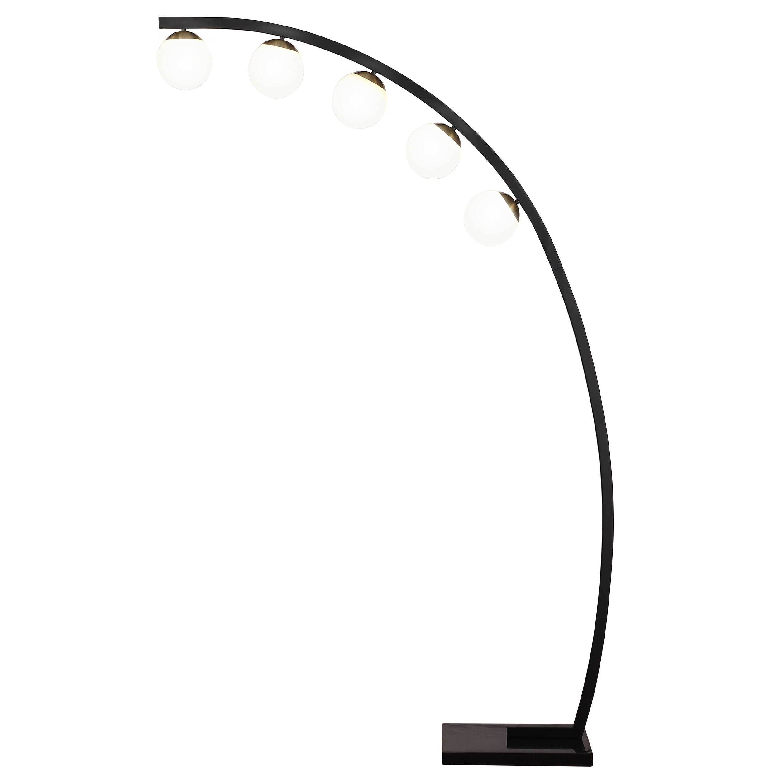 Best Furniture Outlet - Coaster - Cody 78-inch Spherical 5-light Arc Metal Floor Lamp Black - 920242