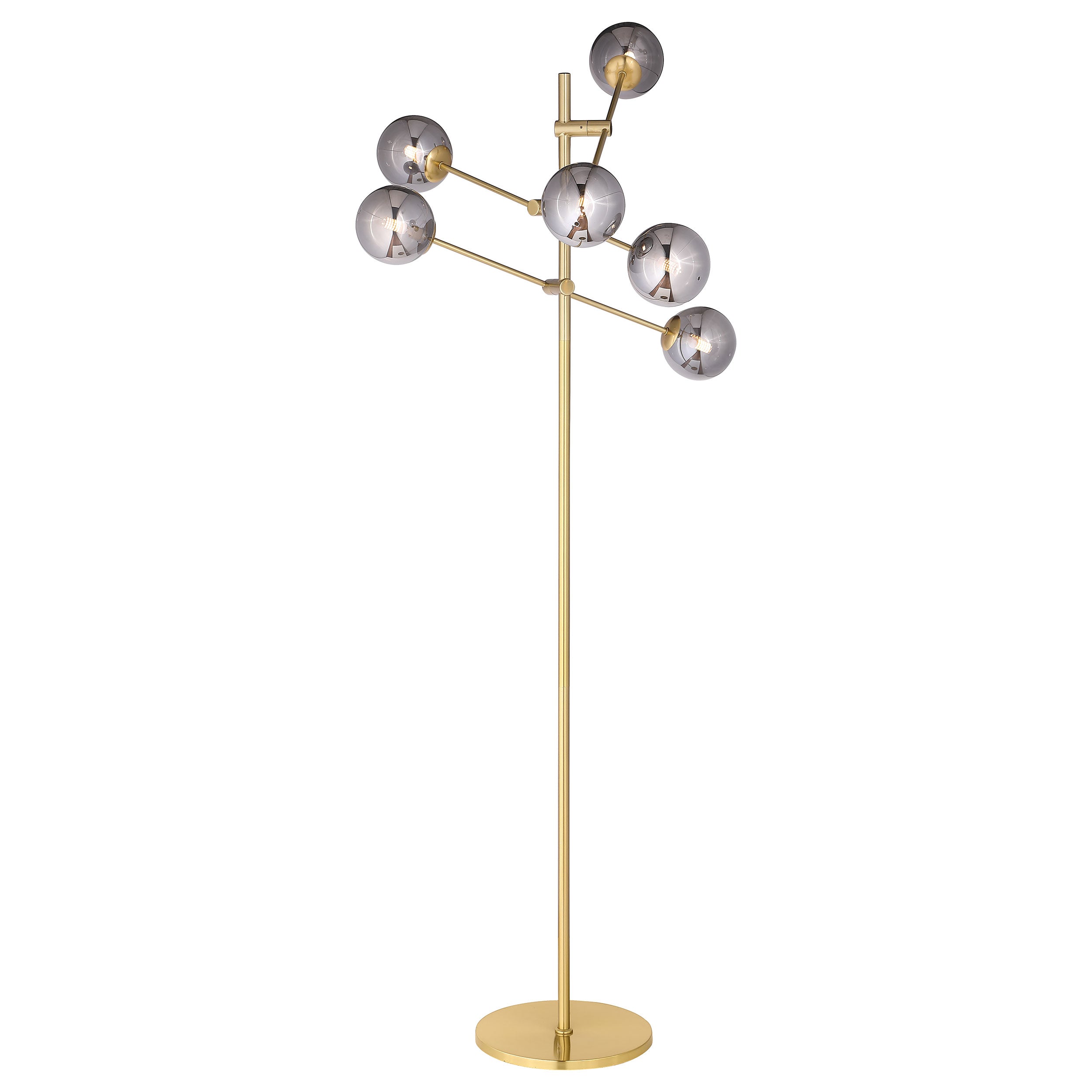 Best Furniture Outlet - Coaster - Exline 62-inch Molecular Smoked Orb Metal Floor Lamp Gold - 920248
