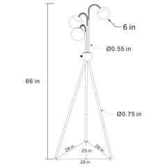Miley 66-inch Spherical Bulb Tripod Tree Floor Lamp Gold