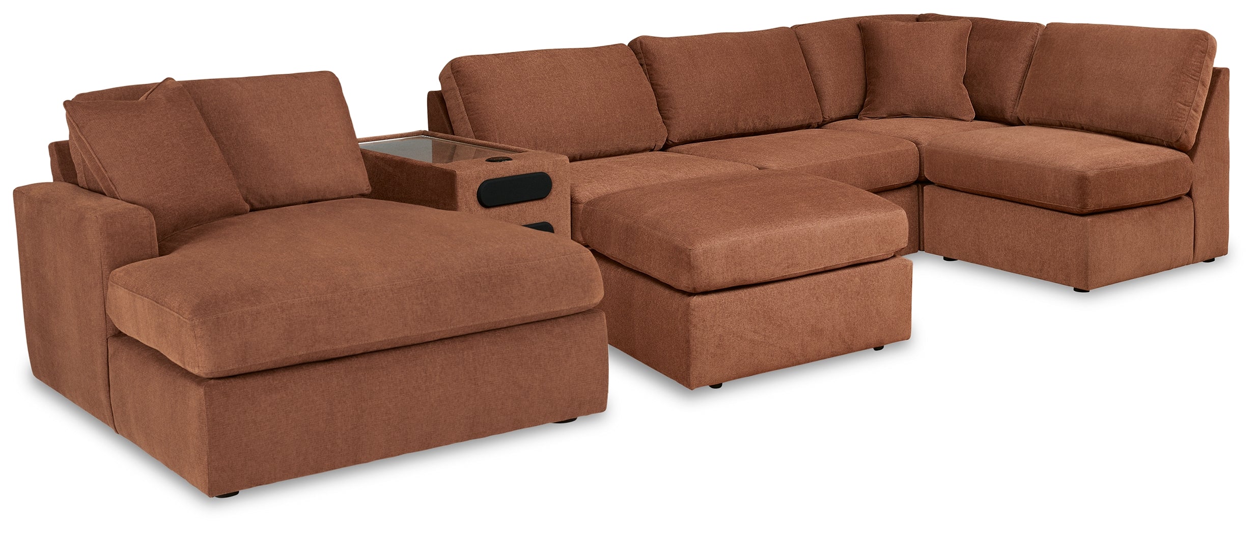 Best Furniture Outlet - Ashley Furniture - Modmax 6-Piece Sectional with Chaise and Ottoman - 6-Piece Sectional with Chaise and Ottoman / Spice - 92102U9