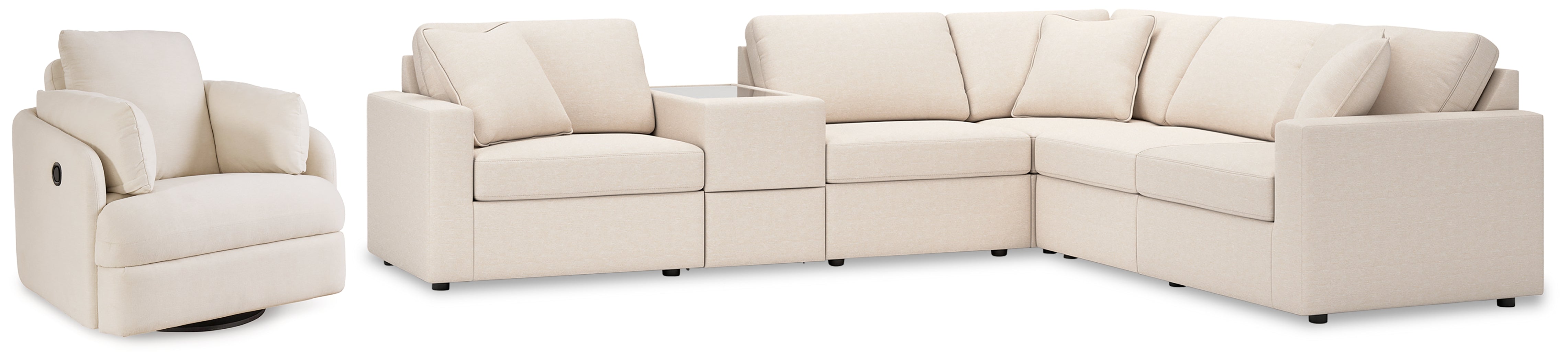 Best Furniture Outlet - Ashley Furniture - Modmax 6-Piece Sectional and Swivel Glider Recliner - 6-Piece Sectional and Swivel Glider Recliner / Oyster - 92103U17