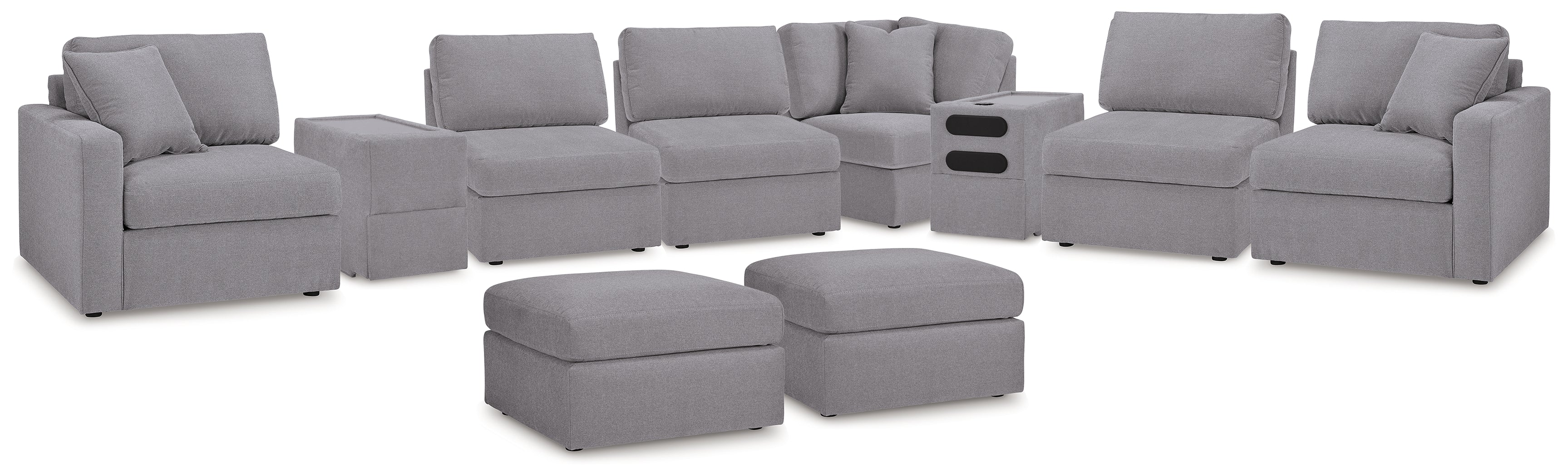 Best Furniture Outlet - Ashley Furniture - Modmax 8-Piece Sectional and 2 Ottomans - 8-Piece Sectional and 2 Ottomans / Granite - 92104U13