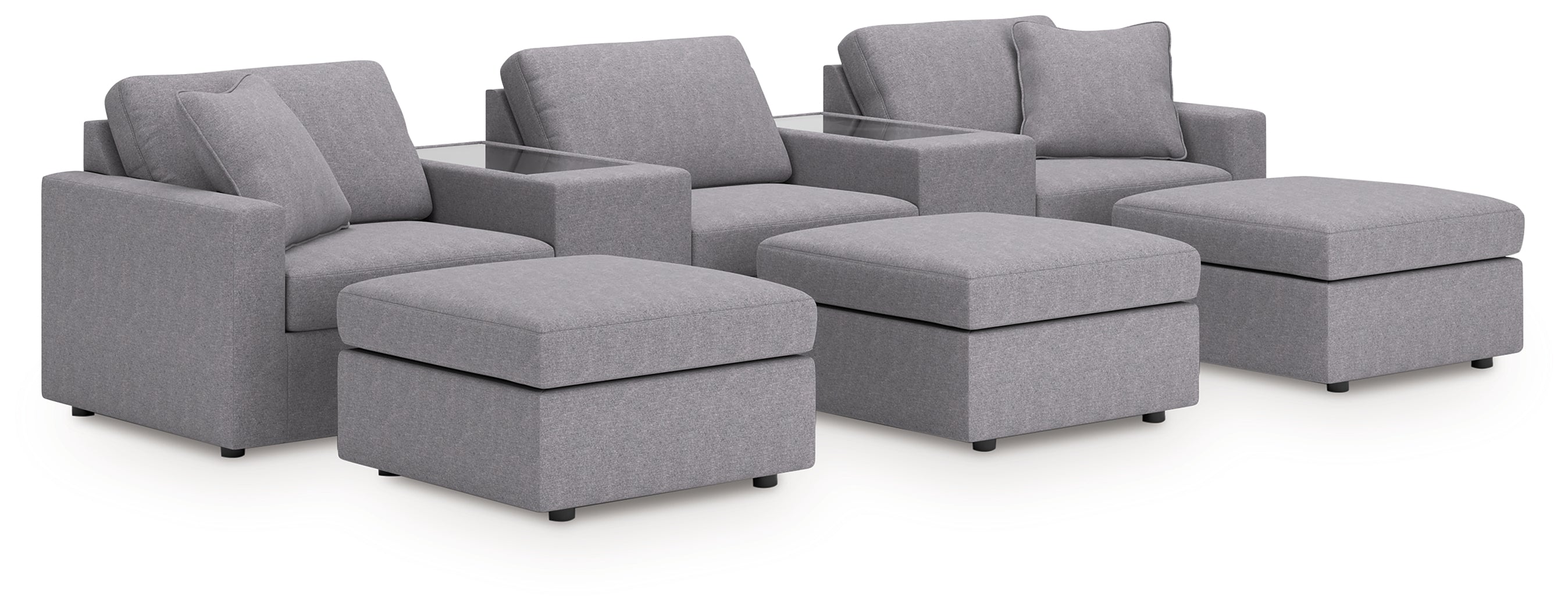 Best Furniture Outlet - Ashley Furniture - Modmax 5-Piece Sectional and 3 Ottomans - 5-Piece Sectional and 3 Ottomans / Granite - 92104U19