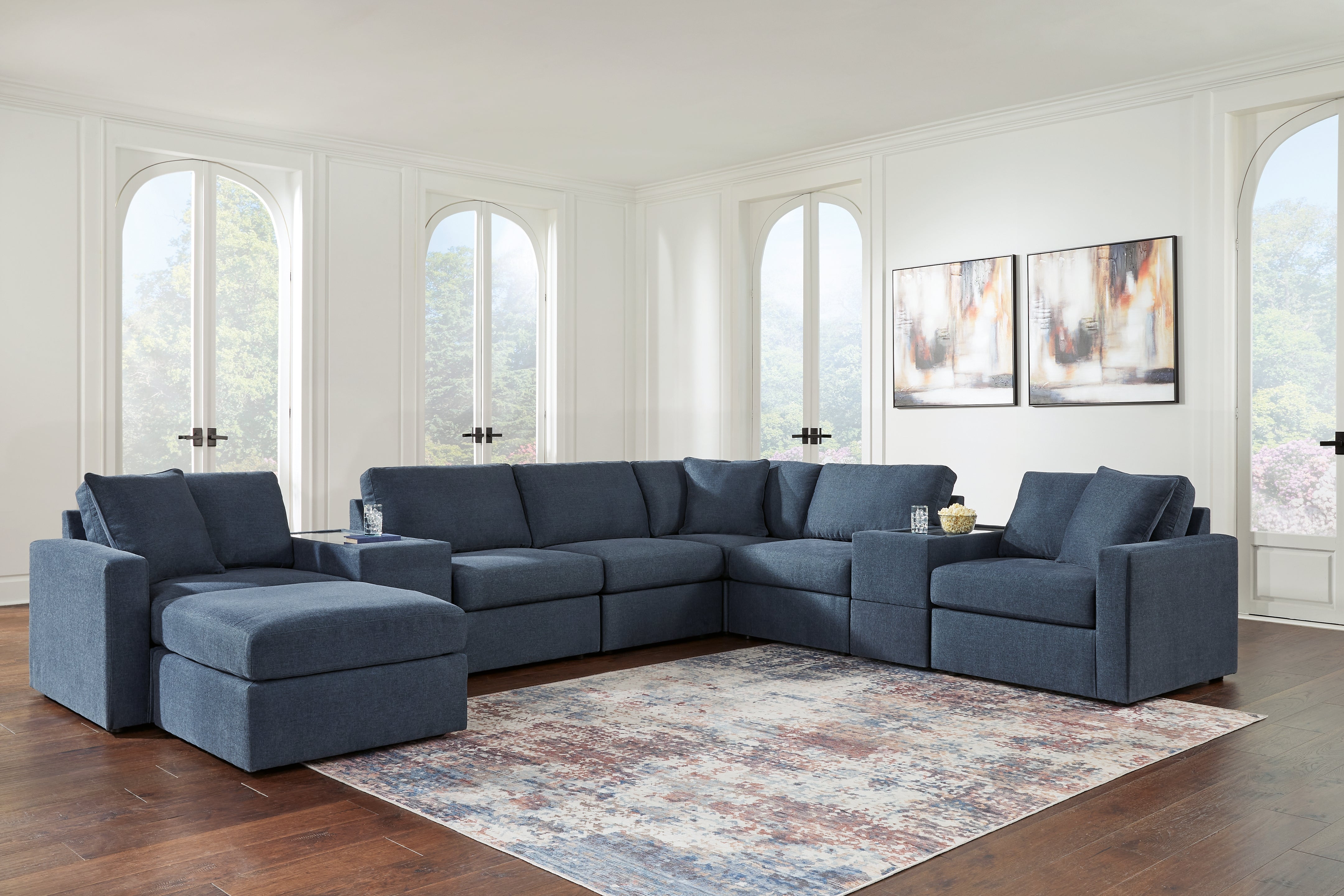 Best Furniture Outlet - Ashley Furniture - Modmax 8-Piece Sectional and Ottoman - 8-Piece Sectional and Ottoman / Ink - 92121U3
