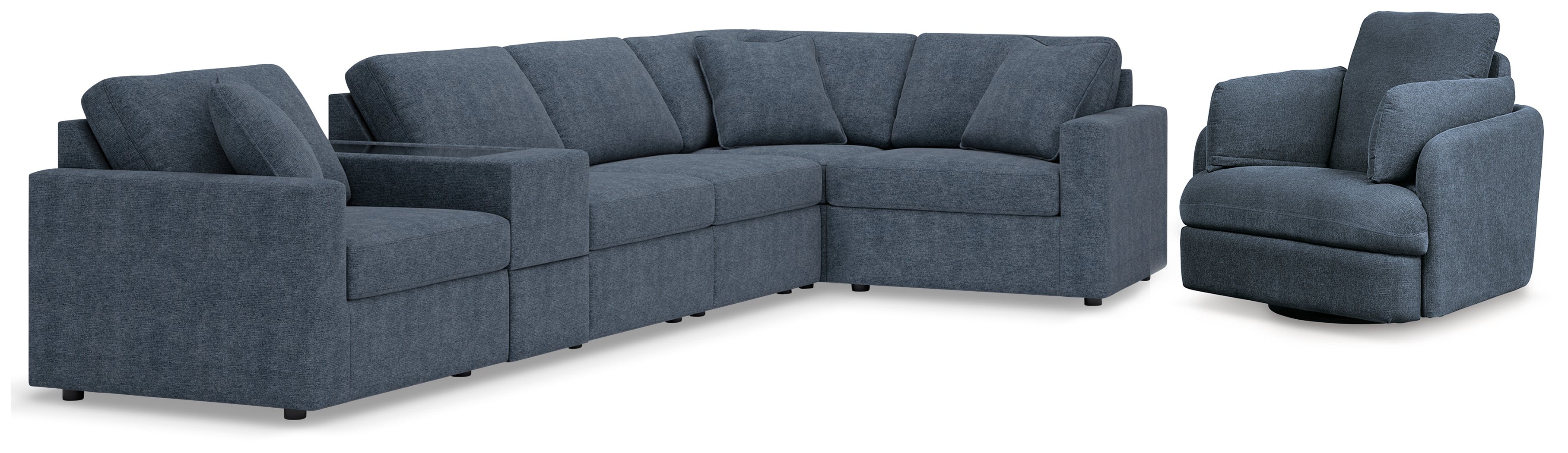 Best Furniture Outlet - Ashley Furniture - Modmax 6-Piece Sectional and Swivel Glider Recliner - 6-Piece Sectional and Swivel Glider Recliner / Ink - 92121U17