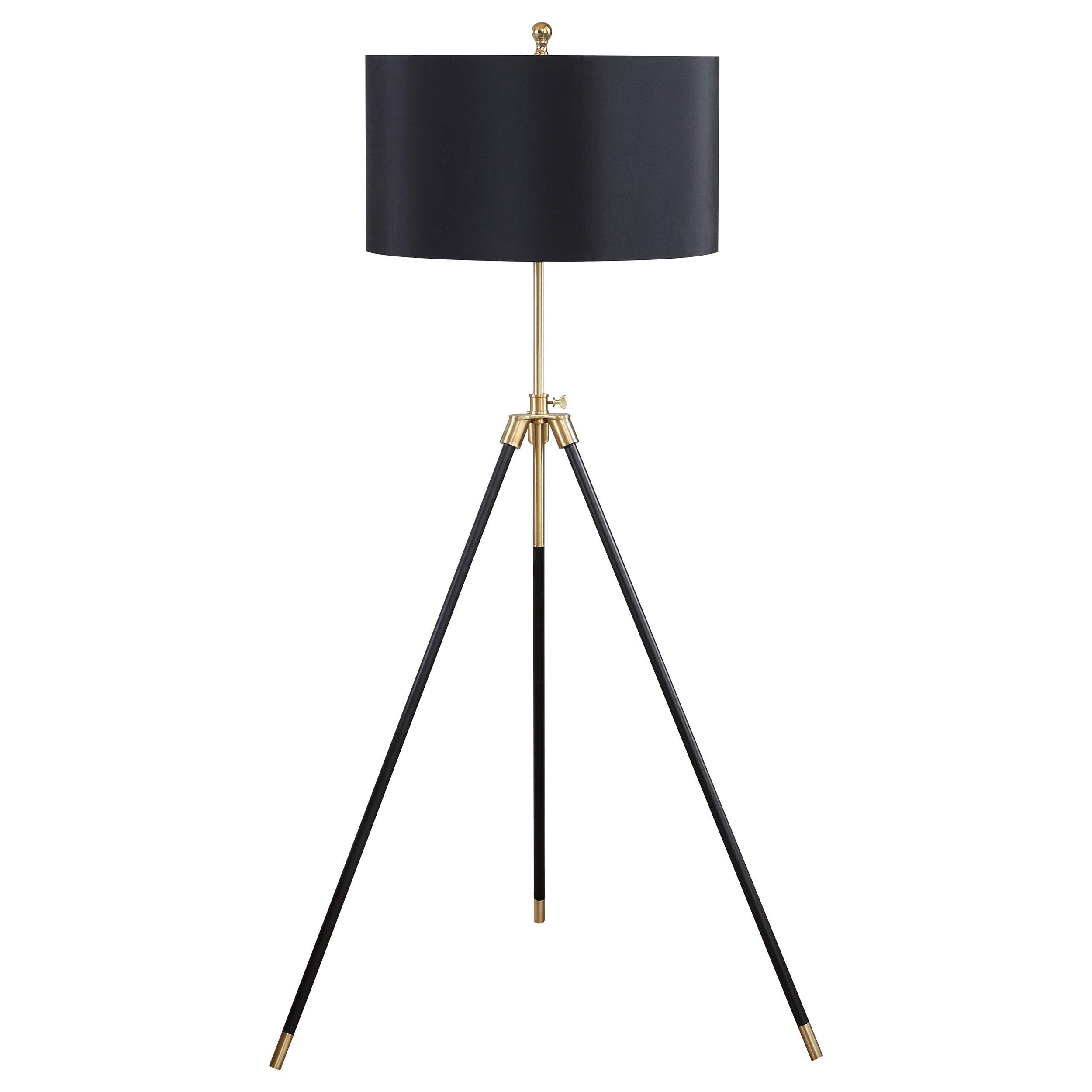 Best Furniture Outlet - Coaster - Zabka 63-inch Drum Shade Metal Tripod Floor Lamp Black - 923255