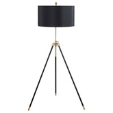 Best Furniture Outlet - Coaster - Zabka 63-inch Drum Shade Metal Tripod Floor Lamp Black - 923255
