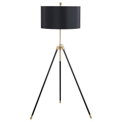 Best Furniture Outlet - Coaster - Zabka 63-inch Drum Shade Metal Tripod Floor Lamp Black - 923255