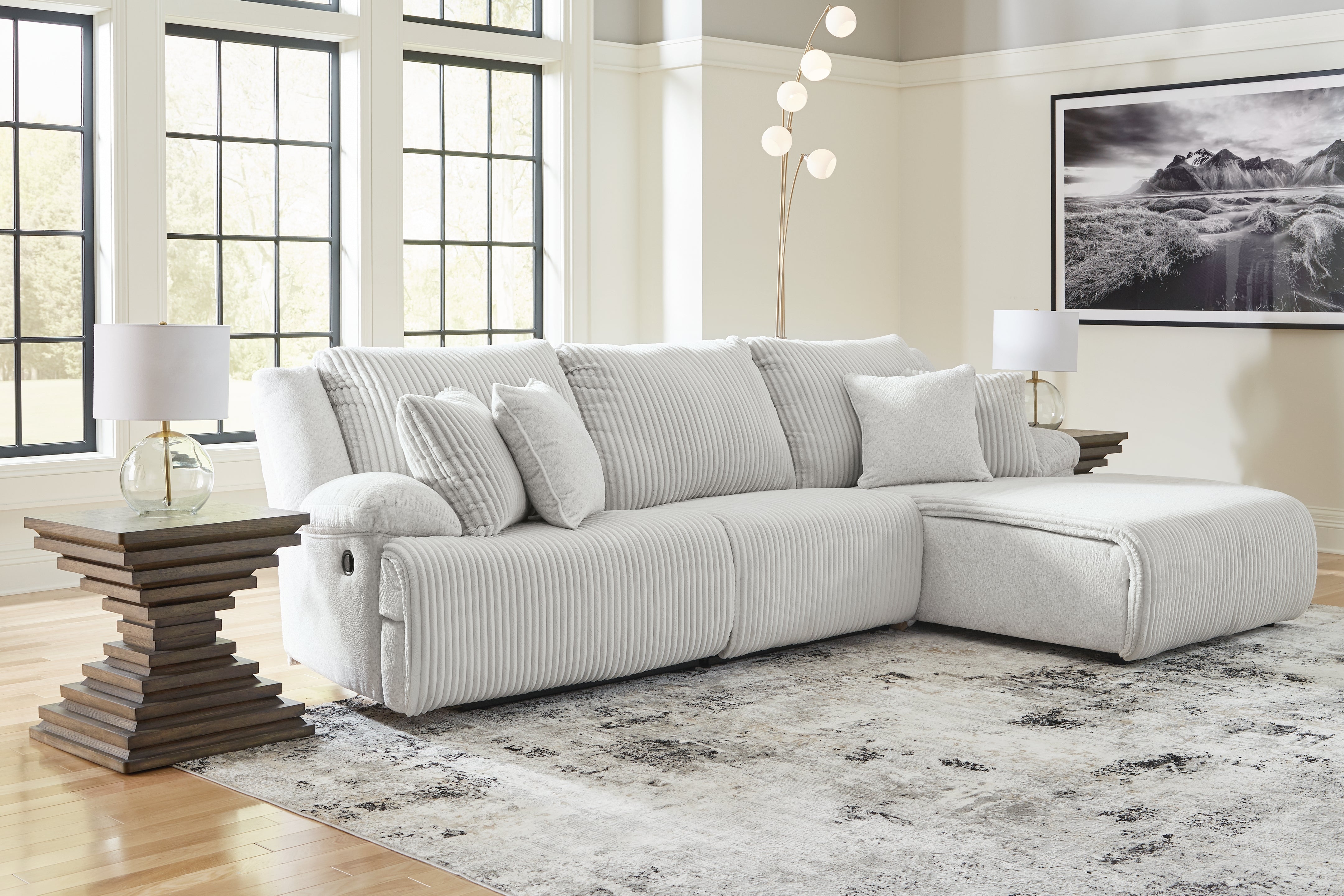 Best Furniture Outlet - Ashley Furniture - Top Tier Sectional - 3-Piece Reclining Sectional Sofa Chaise / Alloy - 92706S6