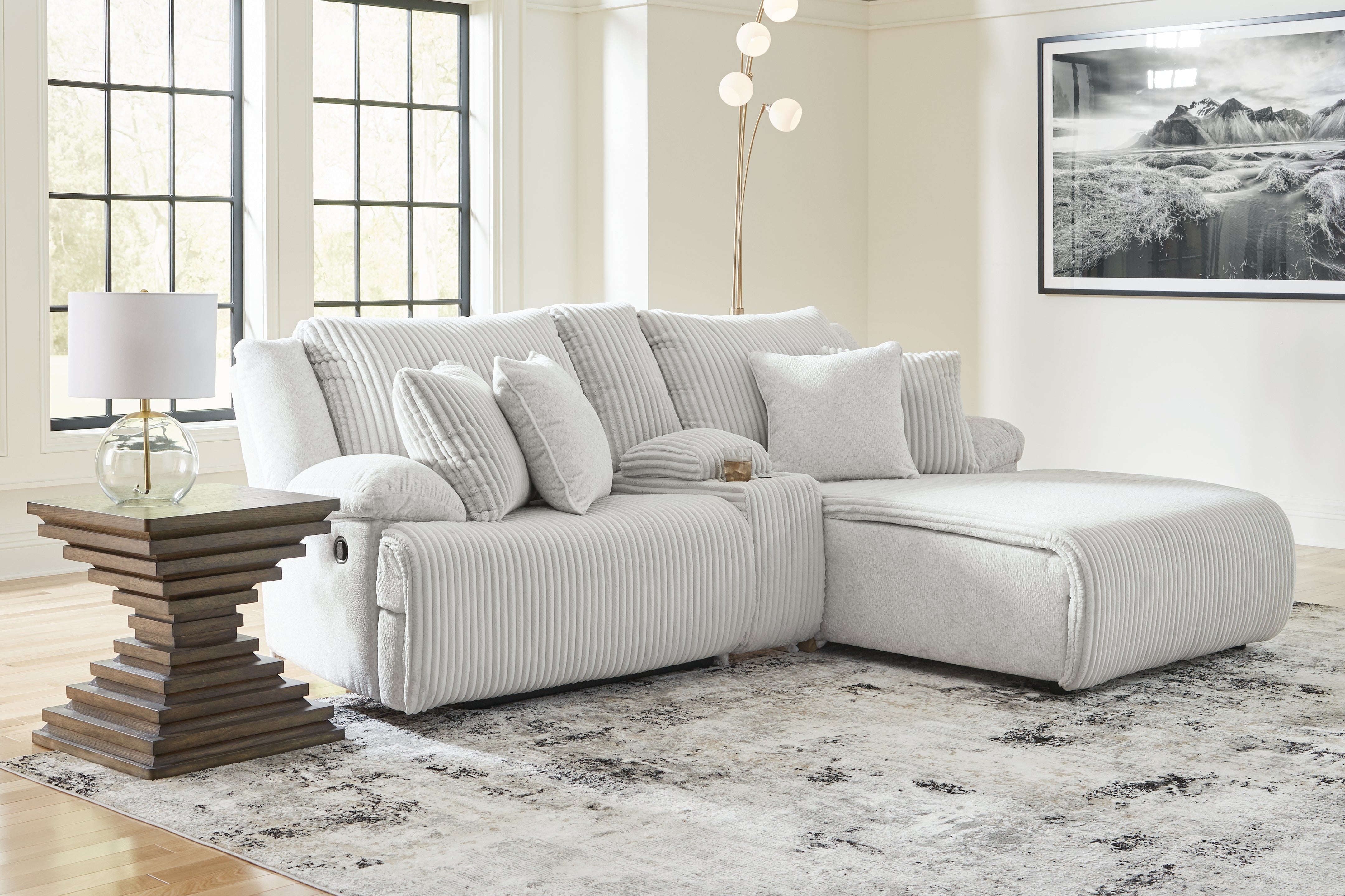 Best Furniture Outlet - Ashley Furniture - Top Tier Sectional - 3-Piece Reclining Sectional Sofa with Chaise / Alloy - 92706S4