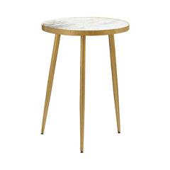 Best Furniture Outlet - Coaster - Acheson Round Marble Top Side Table White and Gold - 930060