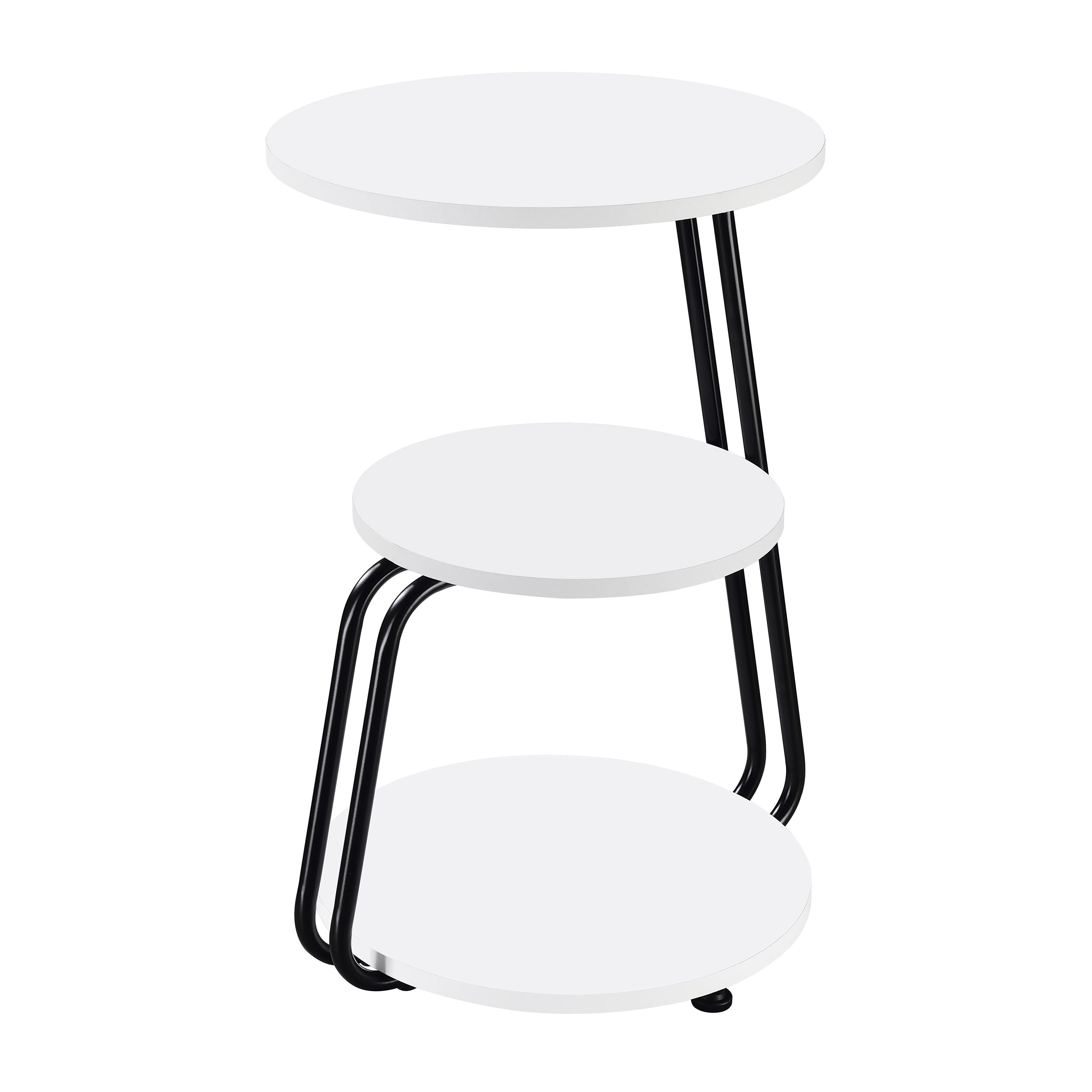 Best Furniture Outlet - Coaster - Hilly 3-tier Round Accent Side Table White and Black - 930071