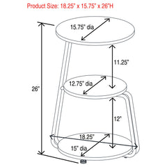 Hilly 3-tier Round Accent Side Table White and Black