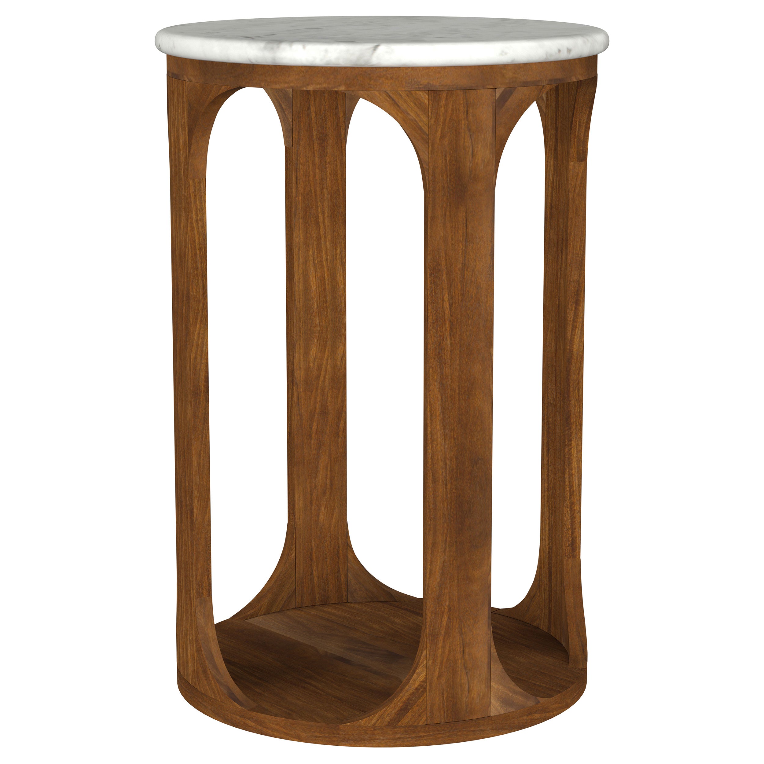 Best Furniture Outlet - Coaster - Berkeley Round Marble Top Side Table White and Brown - 930080