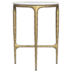 Baldwin Round Marble Top Side Table White and Gold