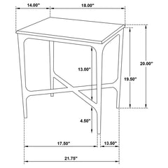 Baldwin Rectangular Marble Top Side Table White and Gold