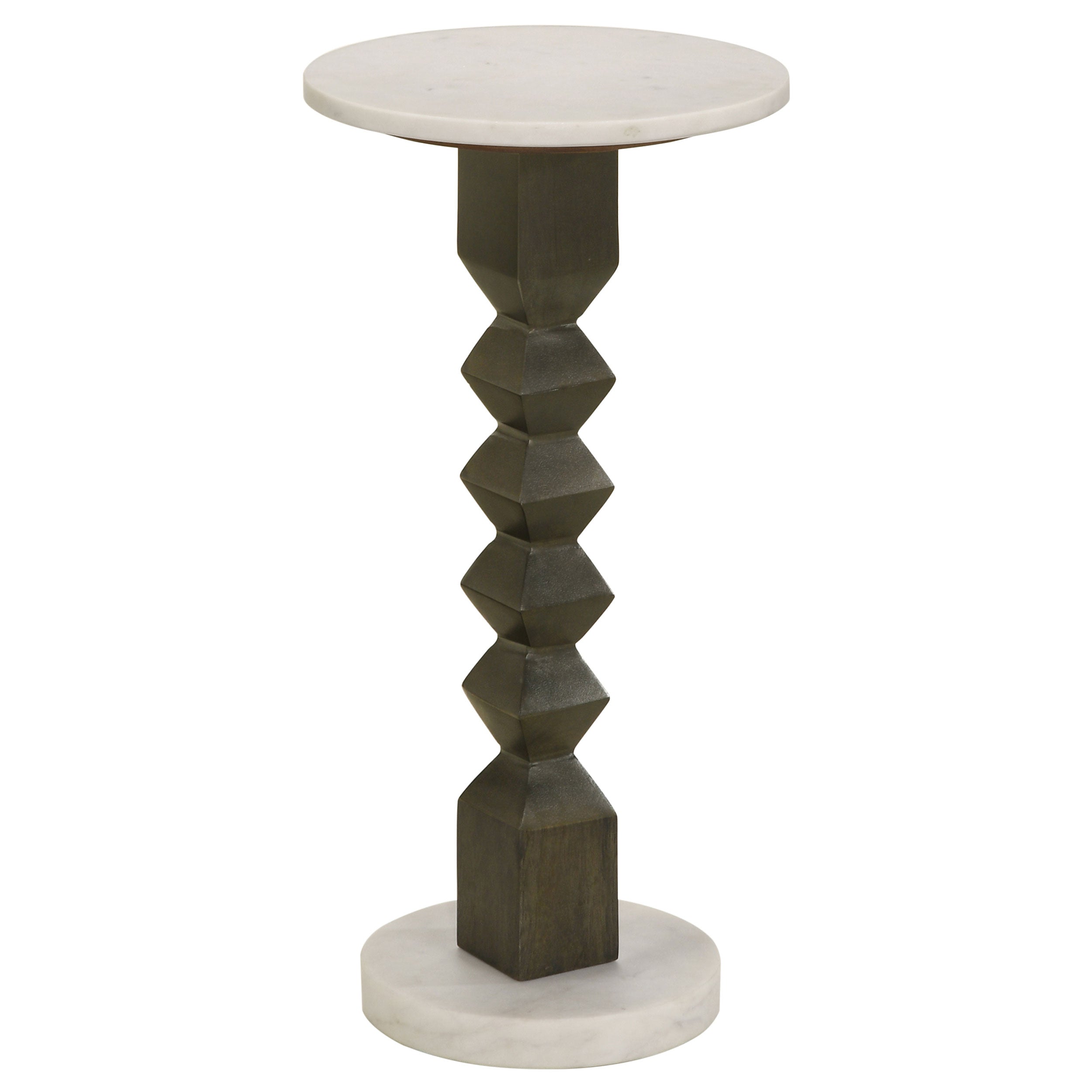 Best Furniture Outlet - Coaster - Colette Round Marble Top Side Table White and Dark Grey - 930190