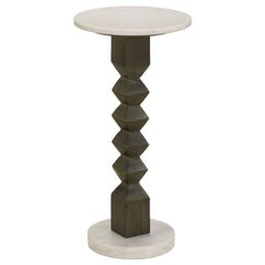 Best Furniture Outlet - Coaster - Colette Round Marble Top Side Table White and Dark Grey - 930190