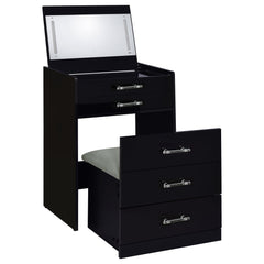 Best Furniture Outlet - Coaster - Danbury 3-drawer Makeup Vanity & Stool Set Black High Gloss - 930209