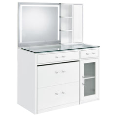 Best Furniture Outlet - Coaster - Flora 2-drawer Vanity Set with LED Mirror White High Gloss - 930218