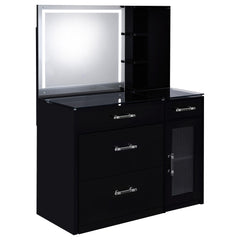Best Furniture Outlet - Coaster - Flora 2-drawer Vanity Set with LED Mirror Black High Gloss - 930219