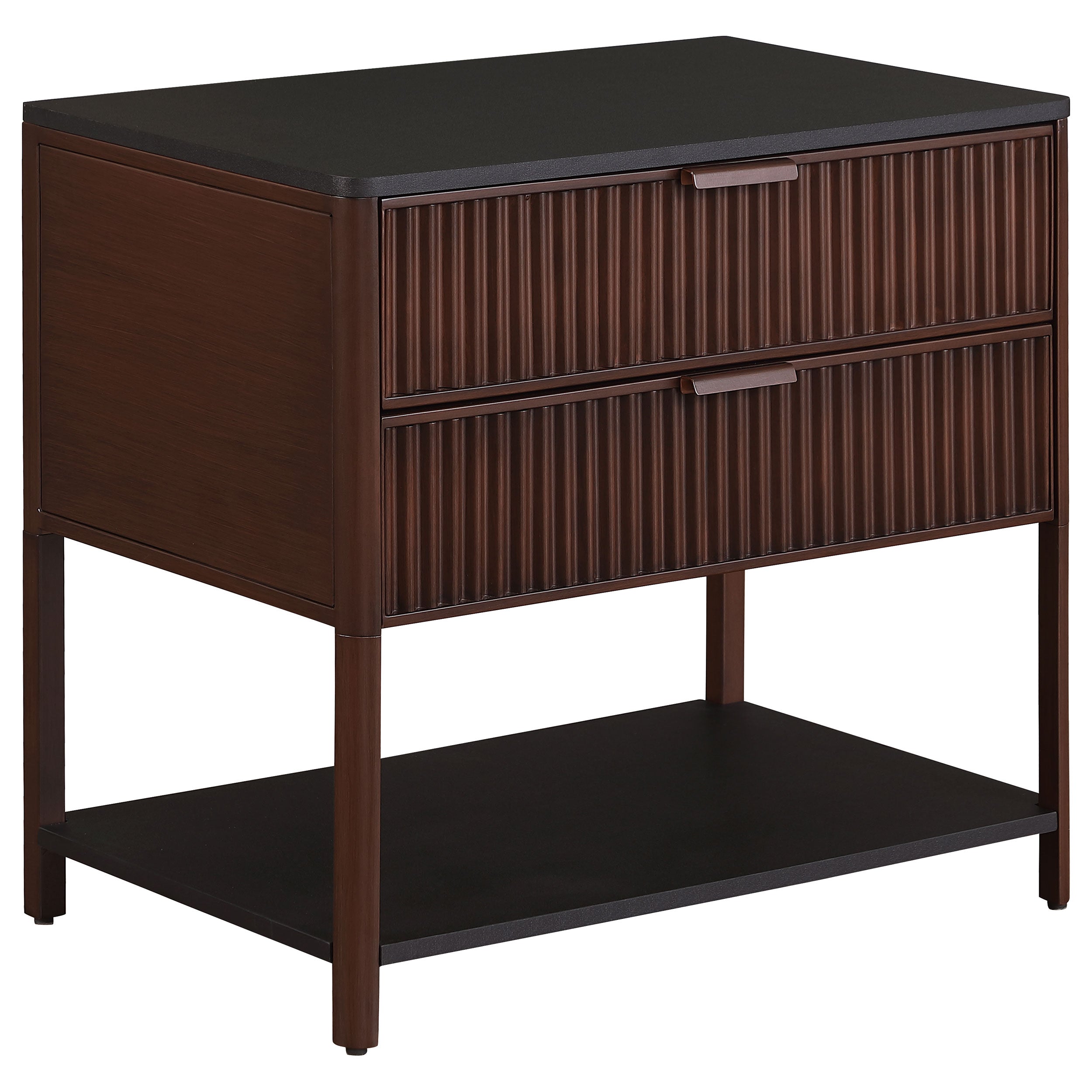 Best Furniture Outlet - Coaster - Zimmerlee 2-drawer Side Table with Shelf Rust Brown - 930221