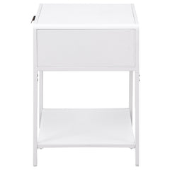Amherst 1-drawer Radio Weave Cane Metal Bedside Table White