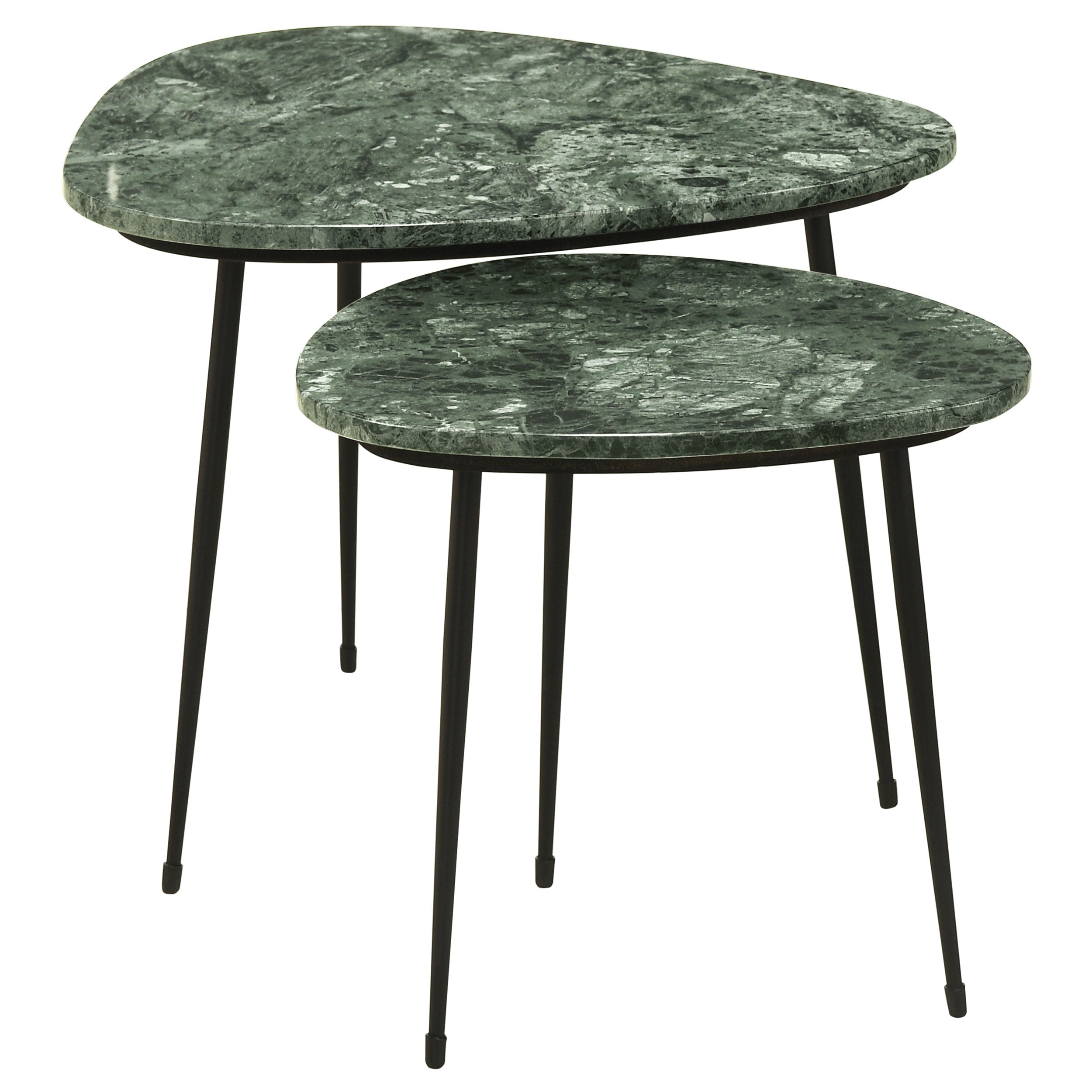 Best Furniture Outlet - Coaster - Tobias 2-piece Triangular Marble Top Nesting Table Green - 930241