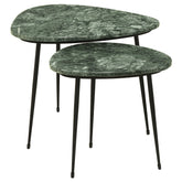 Best Furniture Outlet - Coaster - Tobias 2-piece Triangular Marble Top Nesting Table Green - 930241