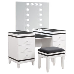 Best Furniture Outlet - Coaster - Talei 6-drawer Vanity Set with Lighting Black and White - 930244