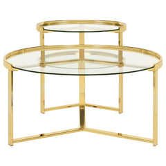 Delia 2-Piece Round Glass Top Nesting Coffee Table Gold