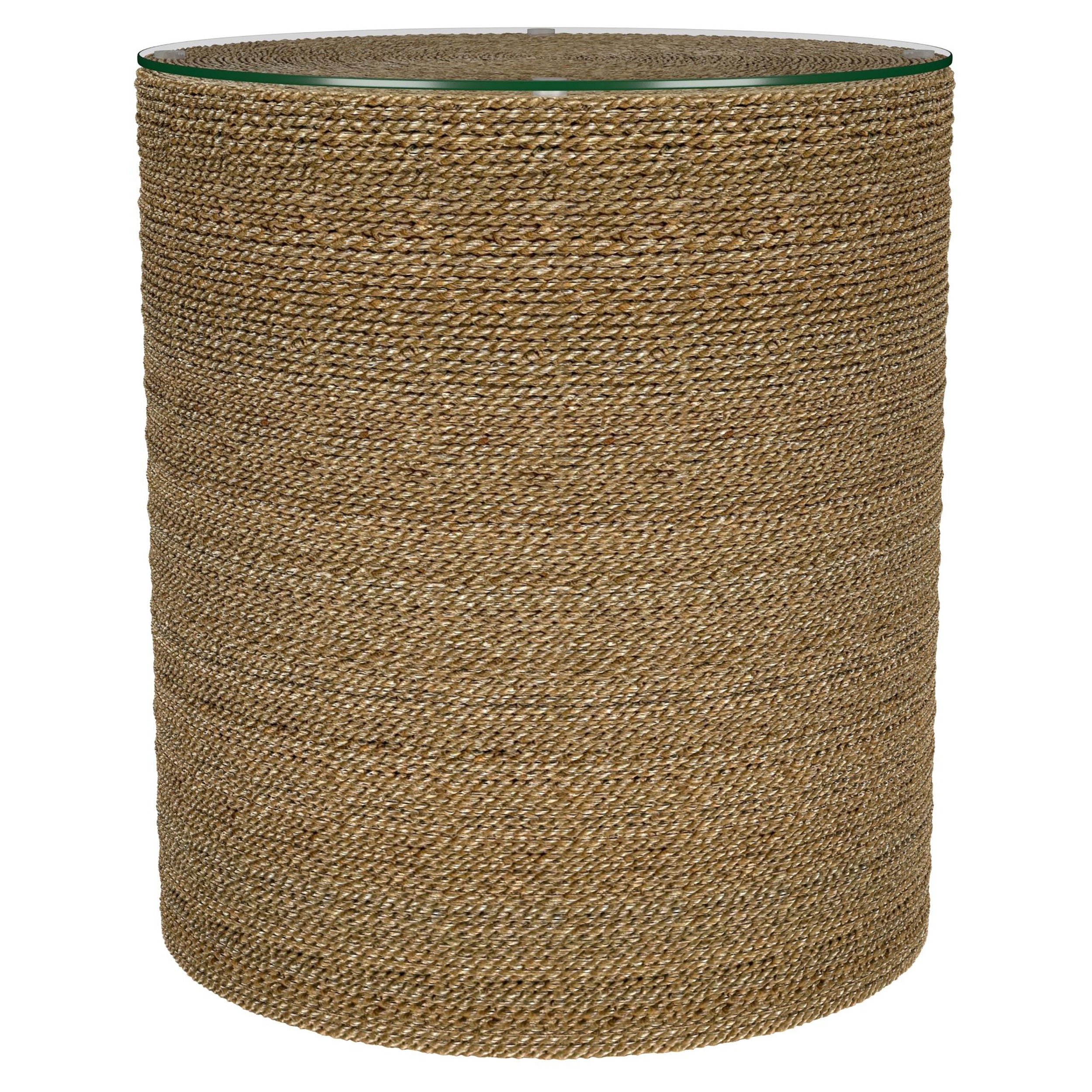 Best Furniture Outlet - Coaster - Halden Round Woven Seagrass Accent Side Table Light Brown - 930270