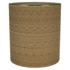 Best Furniture Outlet - Coaster - Halden Round Woven Seagrass Accent Side Table Light Brown - 930270