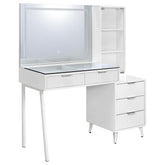 Best Furniture Outlet - Coaster - Souza 5-Drawer Makeup Vanity Table With LED Mirror White High Gloss - 930282